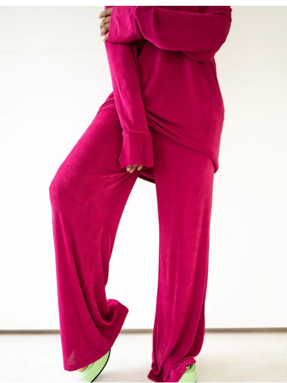 Bright Fuchsia Wide-Leg Lounge Pants
